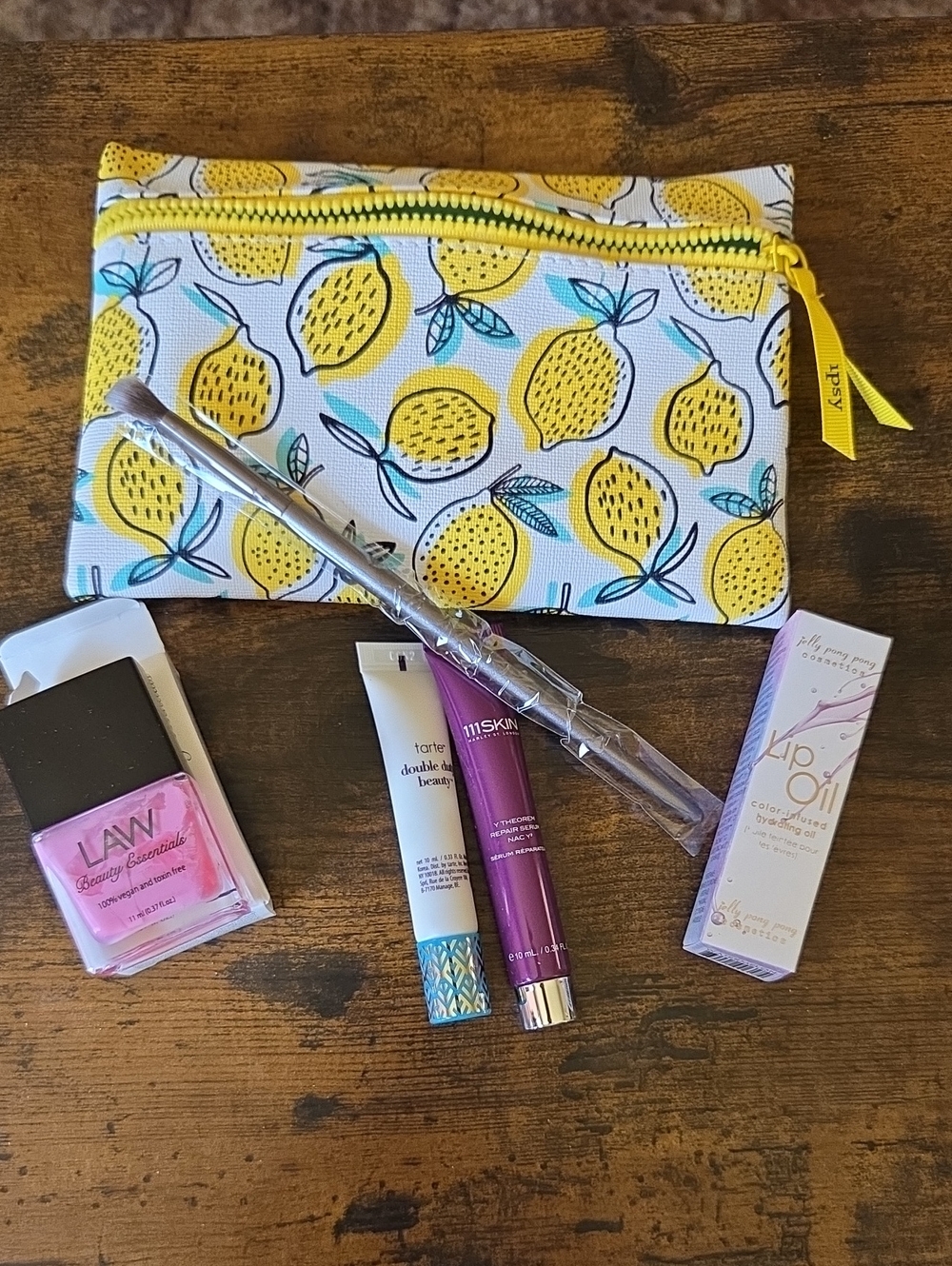 ipsy Lemon Print Pouch
